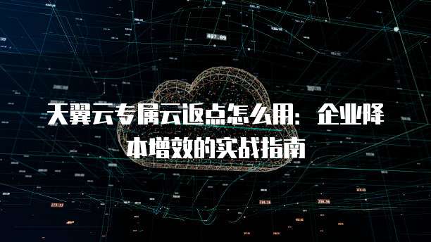 天翼云专属云返点怎么用:企业降本增效的实战指南