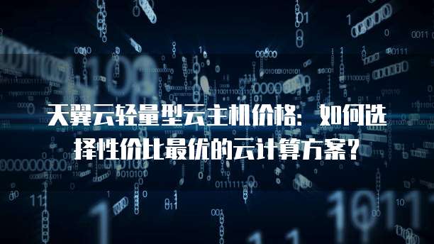 天翼云轻量型云主机价格：如何选择性价比最优的云计算方案？
