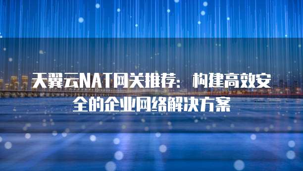 天翼云NAT网关推荐:构建高效安全的企业网络解决方案