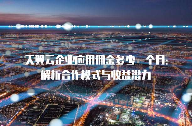 天翼云企业应用佣金多少一个月:解析合作模式与收益潜力