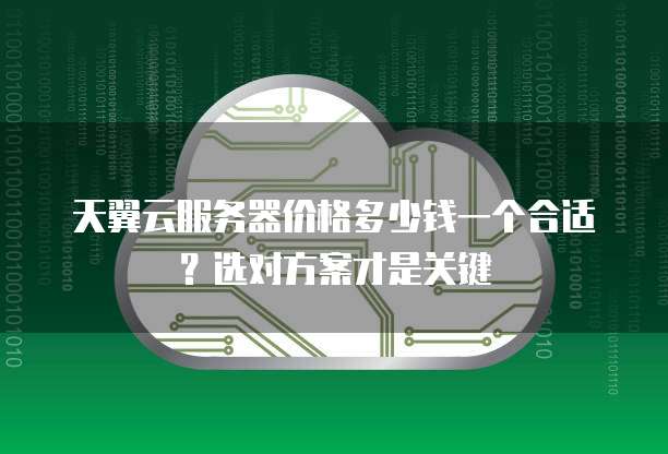 天翼云服务器价格多少钱一个合适?选对方案才是关键