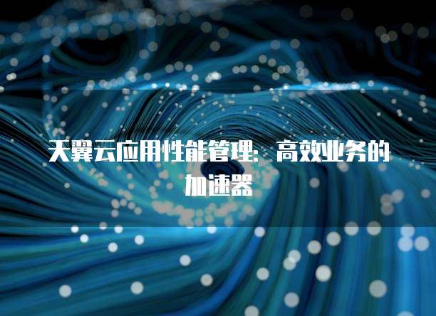 天翼云应用性能管理：高效业务的加速器