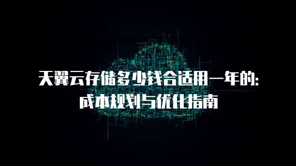 天翼云存储多少钱合适用一年的：成本规划与优化指南