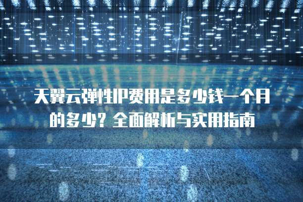天翼云弹性IP费用是多少钱一个月的多少?全面解析与实用指南