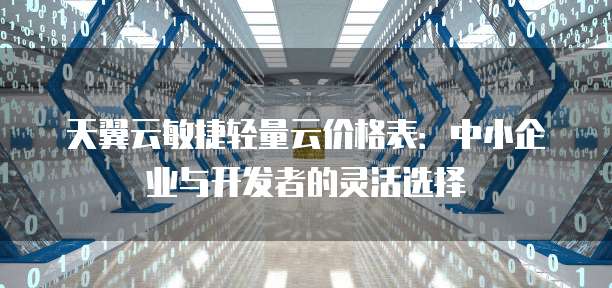 天翼云敏捷轻量云价格表:中小企业与开发者的灵活选择