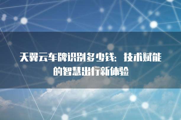 天翼云车牌识别多少钱：技术赋能的智慧出行新体验