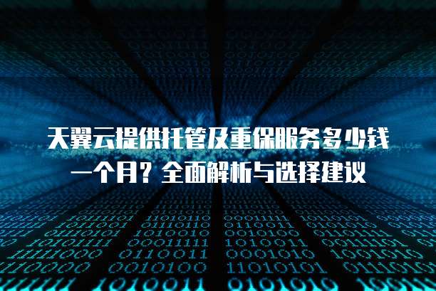 天翼云提供托管及重保服务多少钱一个月?全面解析与选择建议