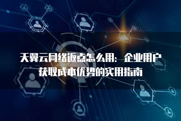 天翼云网络返点怎么用：企业用户获取成本优势的实用指南