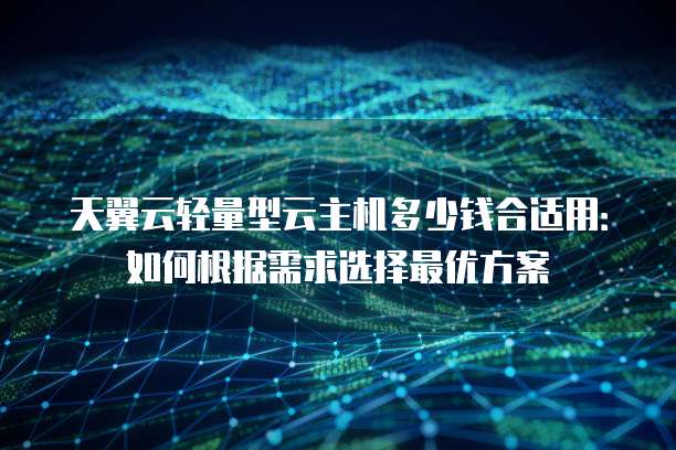 天翼云轻量型云主机多少钱合适用:如何根据需求选择最优方案