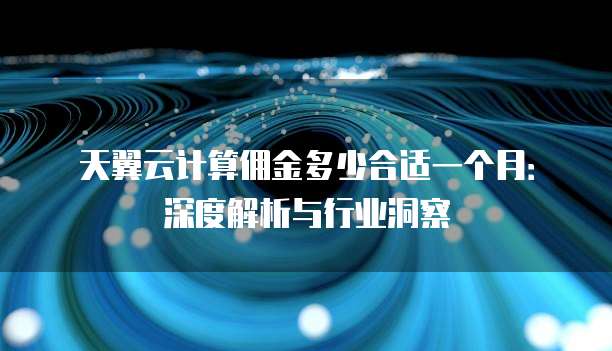 天翼云计算佣金多少合适一个月:深度解析与行业洞察