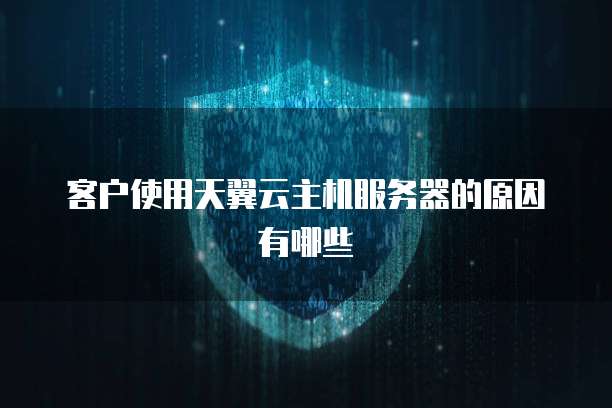 客户使用天翼云主机服务器的原因有哪些