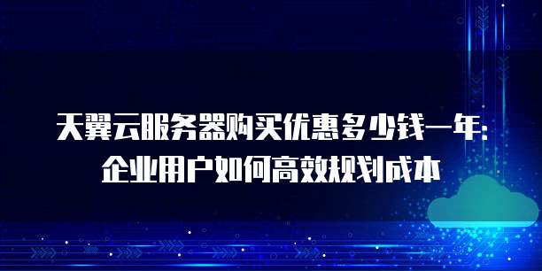 天翼云服务器购买优惠多少钱一年：企业用户如何高效规划成本