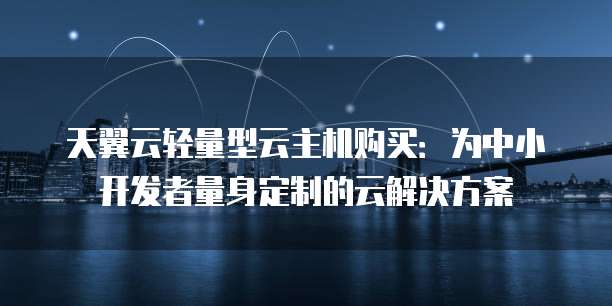天翼云轻量型云主机购买:为中小开发者量身定制的云解决方案