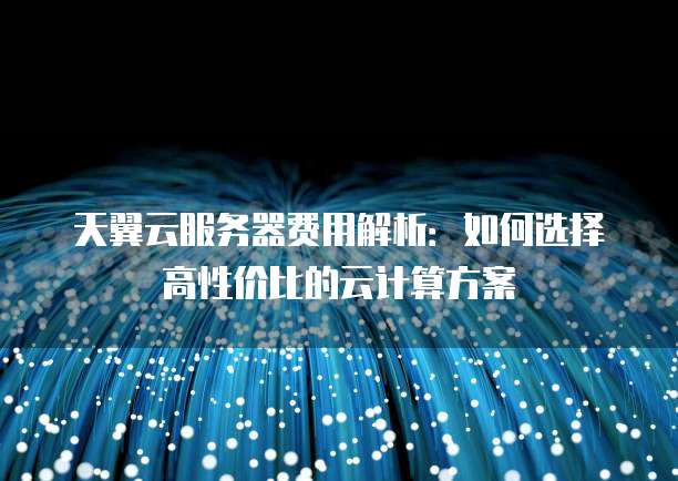 天翼云服务器费用解析:如何选择高性价比的云计算方案