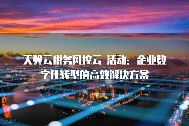天翼云税务风控云 活动:企业数字化转型的高效解决方案