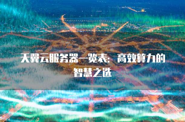 天翼云服务器一览表:高效算力的智慧之选