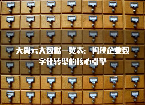 天翼云大数据一览表:构建企业数字化转型的核心引擎