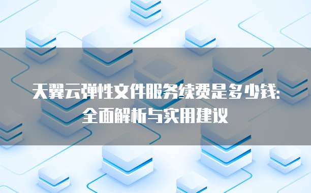 天翼云弹性文件服务续费是多少钱：全面解析与实用建议