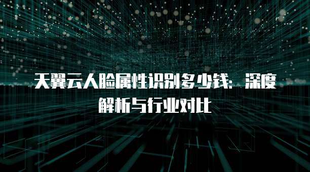 天翼云人脸属性识别多少钱:深度解析与行业对比