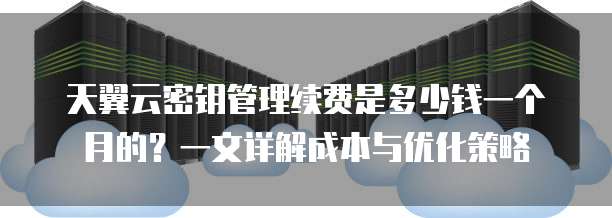 天翼云密钥管理续费是多少钱一个月的?一文详解成本与优化策略
