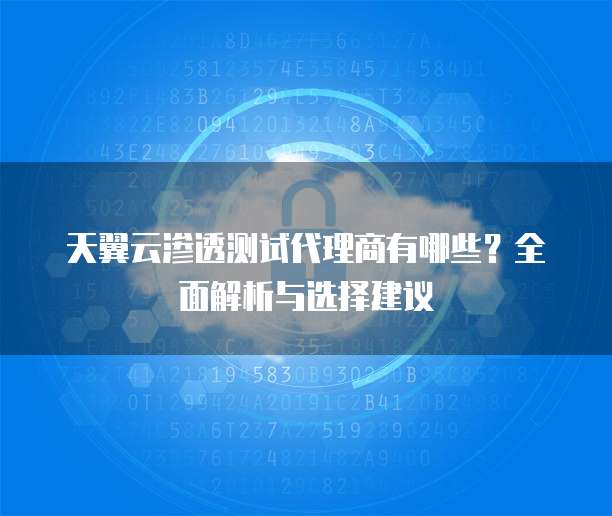 天翼云渗透测试代理商有哪些?全面解析与选择建议