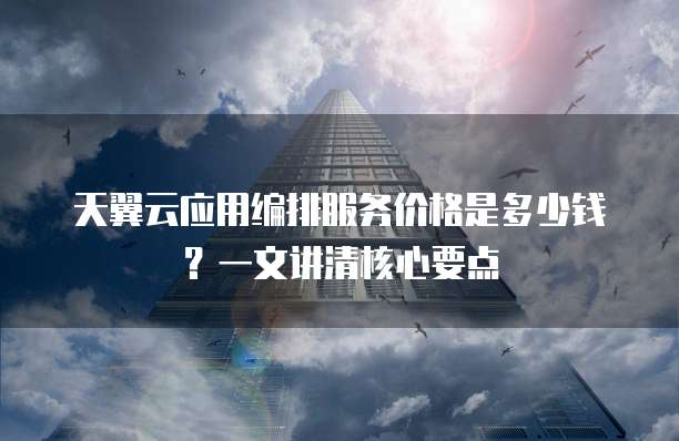 天翼云应用编排服务价格是多少钱?一文讲清核心要点