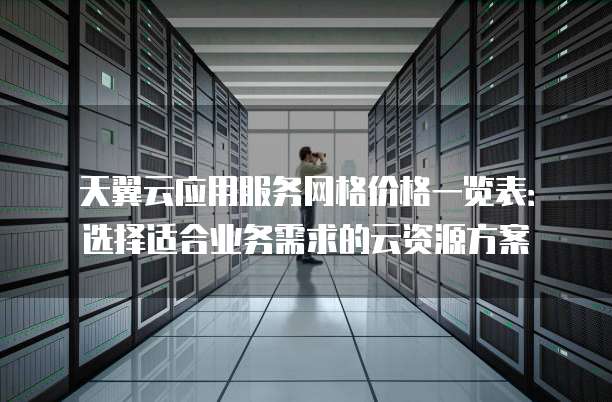 天翼云应用服务网格价格一览表:选择适合业务需求的云资源方案