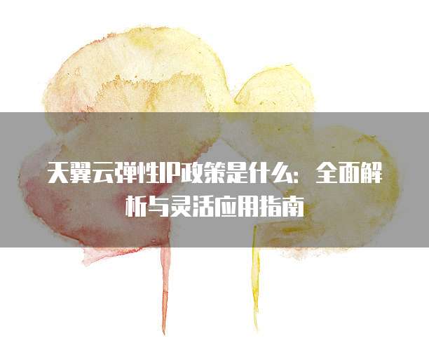 天翼云弹性IP政策是什么:全面解析与灵活应用指南