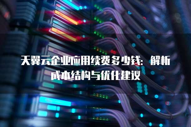 天翼云企业应用续费多少钱:解析成本结构与优化建议