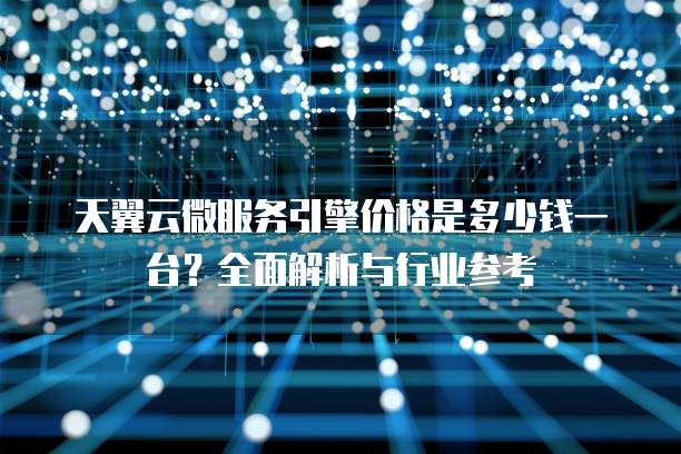 天翼云微服务引擎价格是多少钱一台?全面解析与行业参考