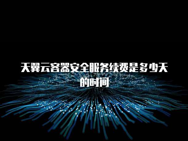 天翼云容器安全服务续费是多少天的时间