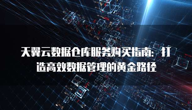 天翼云数据仓库服务购买指南:打造高效数据管理的黄金路径