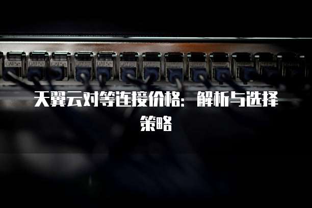 天翼云对等连接价格:解析与选择策略