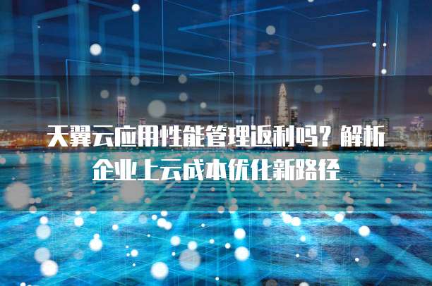 天翼云应用性能管理返利吗?解析企业上云成本优化新路径