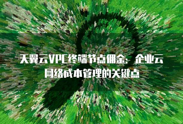 天翼云VPC终端节点佣金:企业云网络成本管理的关键点