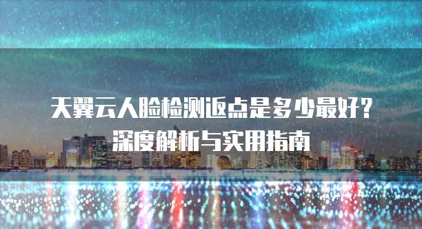 天翼云人脸检测返点是多少最好?深度解析与实用指南