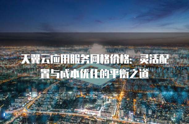 天翼云应用服务网格价格:灵活配置与成本优化的平衡之道