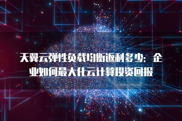 天翼云弹性负载均衡返利多少:企业如何最大化云计算投资回报