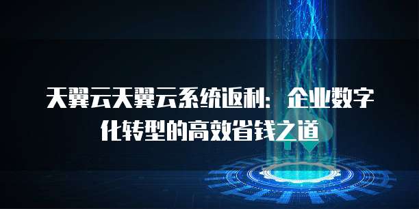 天翼云天翼云系统返利:企业数字化转型的高效省钱之道