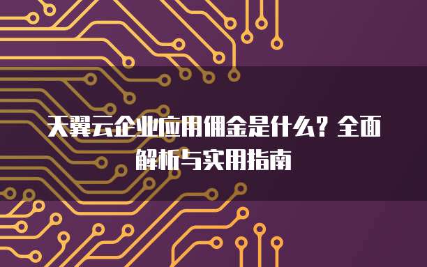 天翼云企业应用佣金是什么?全面解析与实用指南