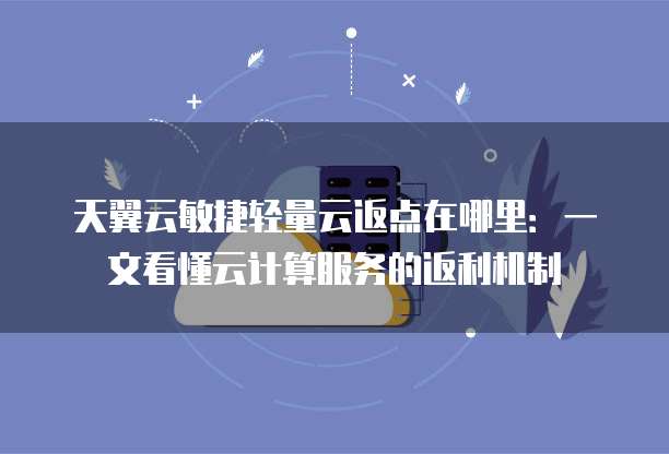 天翼云敏捷轻量云返点在哪里：一文看懂云计算服务的返利机制