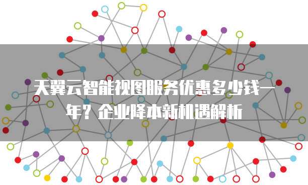 天翼云智能视图服务优惠多少钱一年?企业降本新机遇解析