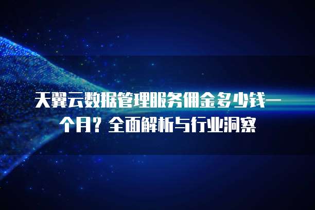 天翼云数据管理服务佣金多少钱一个月?全面解析与行业洞察