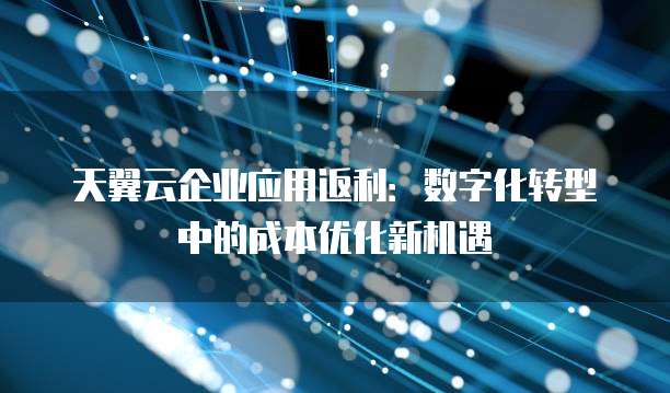 天翼云企业应用返利：数字化转型中的成本优化新机遇
