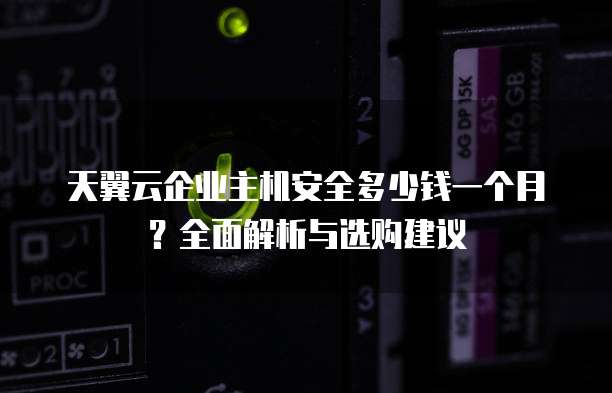 天翼云企业主机安全多少钱一个月?全面解析与选购建议