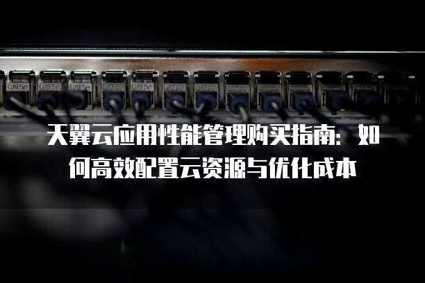 天翼云应用性能管理购买指南:如何高效配置云资源与优化成本