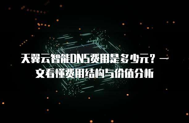 天翼云智能DNS费用是多少元？一文看懂费用结构与价值分析
