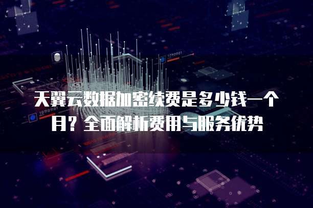 天翼云数据加密续费是多少钱一个月?全面解析费用与服务优势