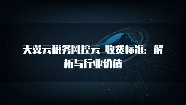 天翼云税务风控云 收费标准:解析与行业价值