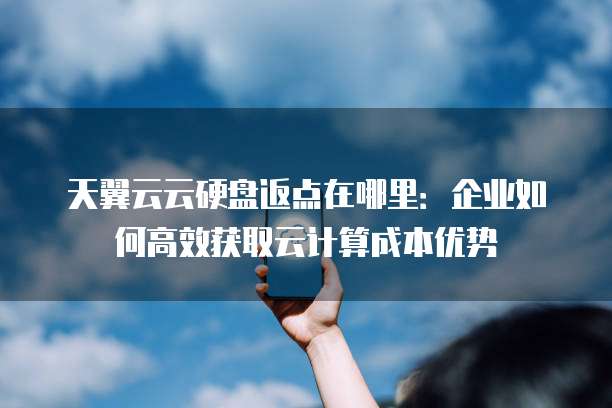 天翼云云硬盘返点在哪里:企业如何高效获取云计算成本优势